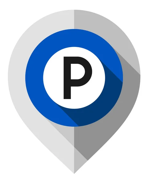 Térkép pin, Parkoló szimbólum, gps mutató hajtogatott szürke papír — Stock Vector