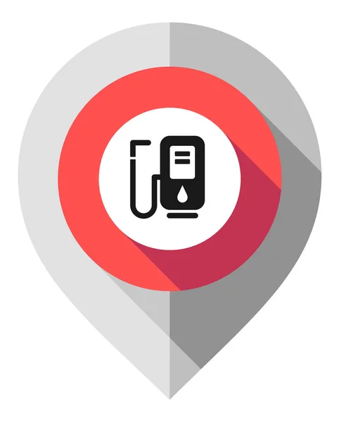 Broche de carte, symbole de station-service, pointeur GPS plié à partir de papier gris — Image vectorielle