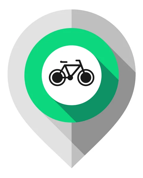 Καρφίτσα χάρτη, σύμβολο ποδηλάτου, gps δείκτη διπλωμένο από γκρι χαρτί — Διανυσματικό Αρχείο