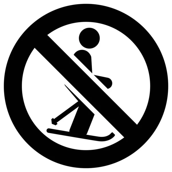 No skiing forbidden sign, modern round sticker — Stock Vector