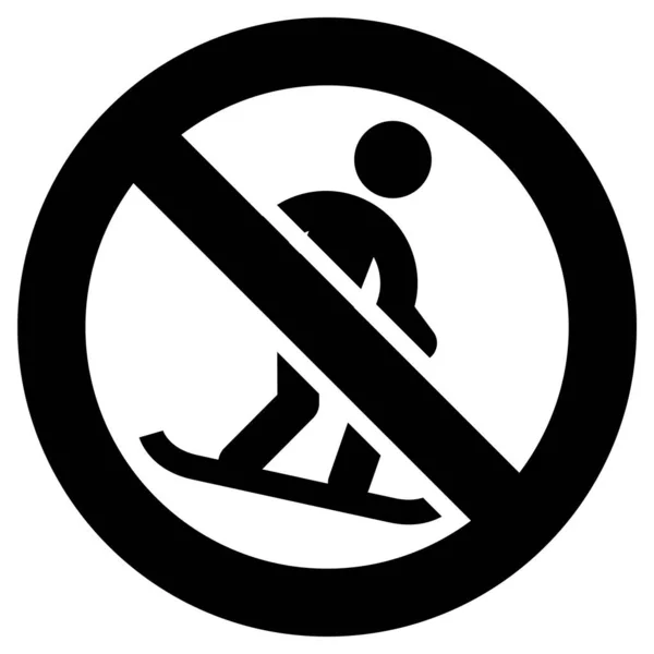 Nenhum sinal proibido de snowboard, adesivo redondo moderno — Vetor de Stock