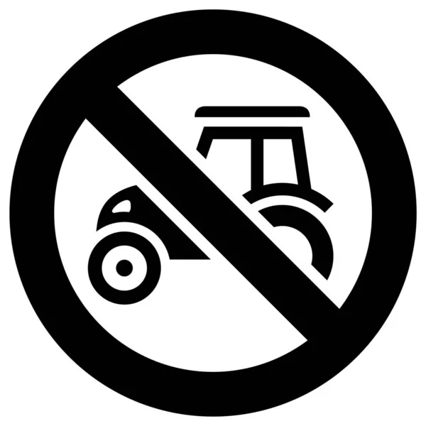 Traktör Yasak Işareti Yok Modern Yuvarlak Çıkartma — Stok Vektör