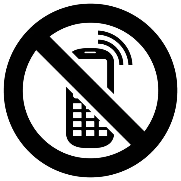 Geen Verboden Telefoon Bord Moderne Ronde Sticker — Stockvector