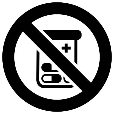 Uyuşturucu ya da hap yasak levha yok, modern yuvarlak çıkartma.