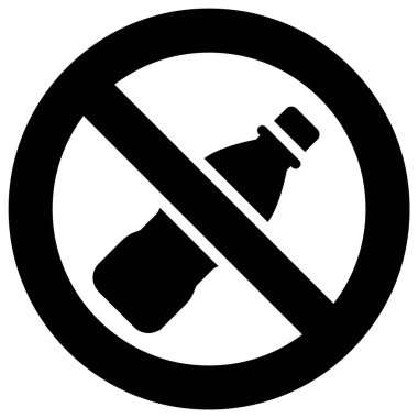 Plastik şişe yasak tabelası yok, modern yuvarlak çıkartma.