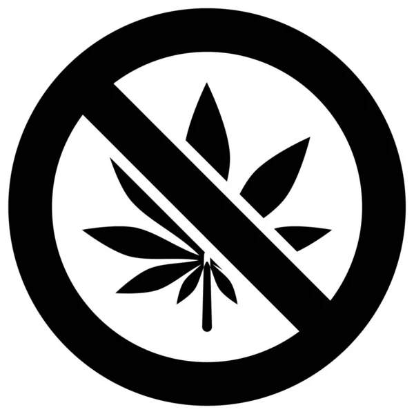 Marihuana Yasak Işareti Yok Modern Yuvarlak Çıkartma — Stok Vektör