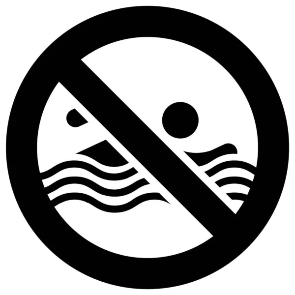 Tidak Boleh Berenang Tanda Terlarang Modern Bulat Stiker - Stok Vektor