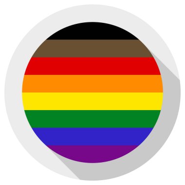 Philadelphia gurur bayrağı veya LGBTQ gurur bayrağı, beyaz arkaplanda yuvarlak şekil simgesi