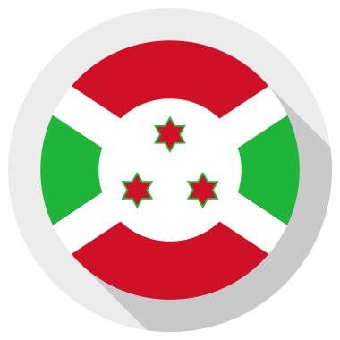 Burundi bayrağı, beyaz arkaplanda yuvarlak şekil simgesi, vektör illüstrasyonu