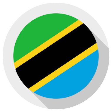 Tanzanya bayrağı, beyaz arkaplanda yuvarlak şekil simgesi, vektör illüstrasyonu