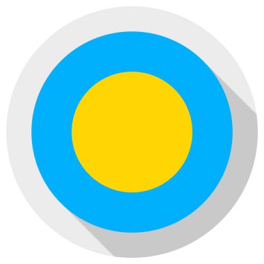 Palau bayrağı, beyaz arkaplanda yuvarlak şekil simgesi, vektör illüstrasyonu