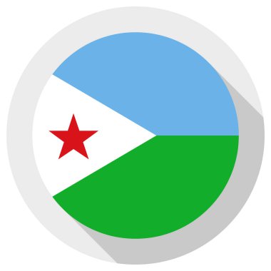 Cibuti bayrağı, beyaz arkaplanda yuvarlak şekil simgesi, vektör illüstrasyonu