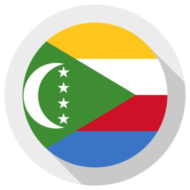 Komorolar Birliği bayrağı. Beyaz arkaplanda yuvarlanmış simge, vektör illüstrasyonu.