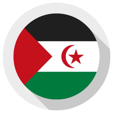 Batı Sahra bayrağı, beyaz arkaplanda yuvarlak şekil simgesi, vektör illüstrasyonu