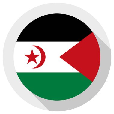 Sahra Arap Demokratik Cumhuriyeti bayrağı, beyaz arka planda yuvarlak şekil simgesi, vektör illüstrasyonu