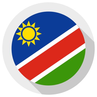 Namibya bayrağı, beyaz arkaplanda yuvarlak şekil simgesi, vektör illüstrasyonu