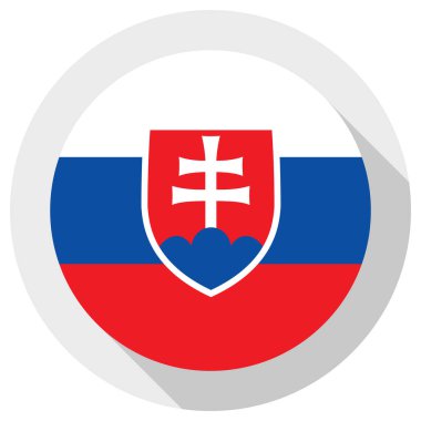 Slovakya bayrağı, beyaz arkaplanda yuvarlak şekil simgesi, vektör illüstrasyonu