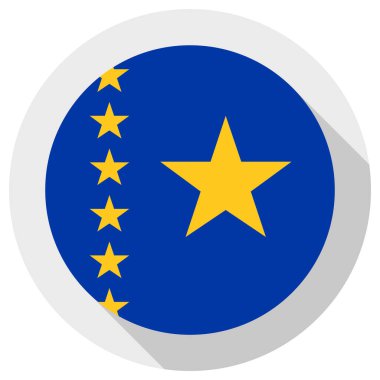 D. R. Kongo bayrağı eski, beyaz arkaplanda yuvarlak şekil simgesi, vektör illüstrasyonu