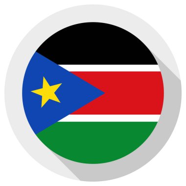 Güney Sudan bayrağı, beyaz arkaplanda yuvarlak şekil simgesi, vektör illüstrasyonu