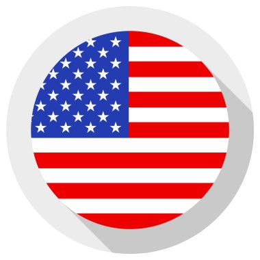Amerika Birleşik Devletleri bayrağı, beyaz arkaplanda yuvarlak şekil simgesi, vektör illüstrasyonu