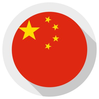 Çin bayrağı, beyaz arkaplanda yuvarlak şekil simgesi, vektör illüstrasyonu