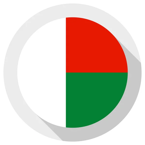 Vlag Van Madagaskar Ronde Vorm Pictogram Witte Achtergrond Vector Illustratie — Stockvector