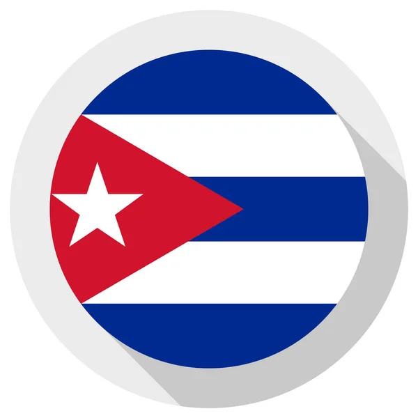 古巴国旗 白色背景圆形图标 矢量图解 — 图库矢量图片