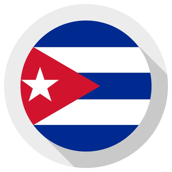 Bandeira Cuba Ícone Forma Redonda Fundo Branco Ilustração Vetorial — Vetor de Stock