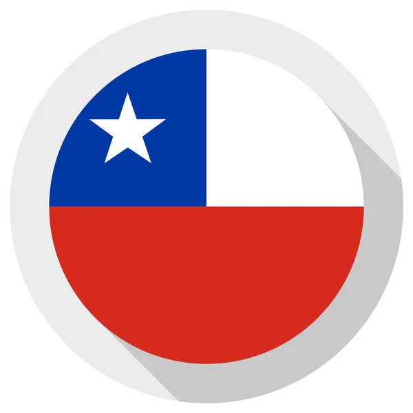 Chile Flagga Rund Form Ikon Vit Bakgrund Vektor Illustration — Stock vektor