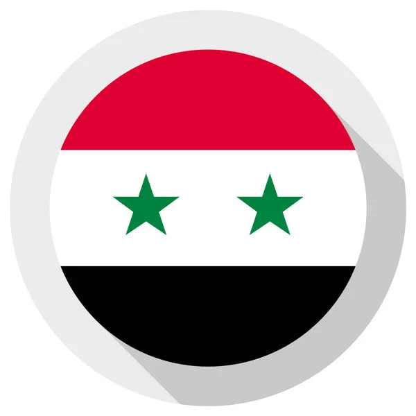Vlag Van Syrië Ronde Vorm Icoon Witte Achtergrond Vectorillustratie — Stockvector