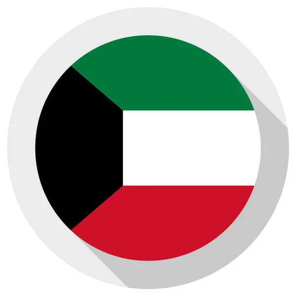 Bandera Kuwait Icono Forma Redonda Sobre Fondo Blanco Ilustración Vectorial — Vector de stock