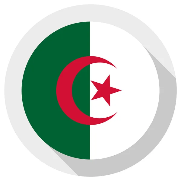 Cezayir Bayrağı Beyaz Arkaplanda Yuvarlak Şekil Simgesi Vektör Illüstrasyonu — Stok Vektör