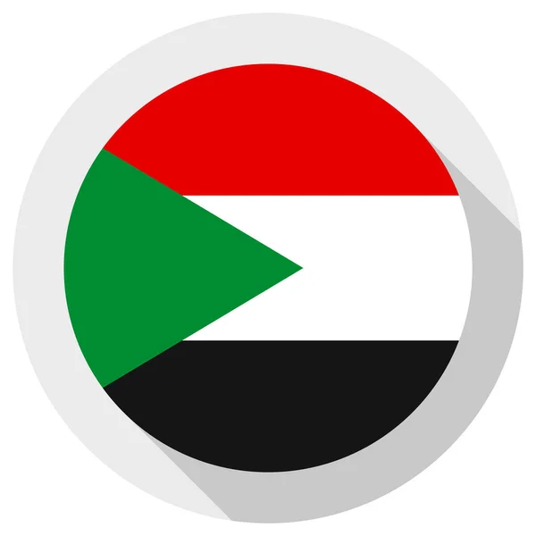Bandera Sudán Icono Forma Redonda Sobre Fondo Blanco Ilustración Vectorial — Vector de stock