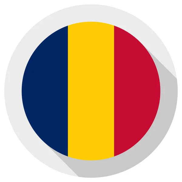 Flagga Republiken Tchad Rund Form Ikon Vit Bakgrund Vektor Illustration — Stock vektor