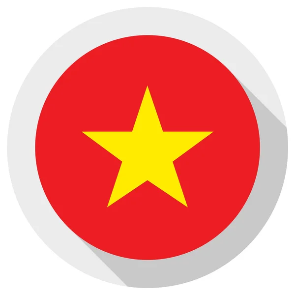 Vietnamská Vlajka Ikona Kulatého Tvaru Bílém Pozadí Vektorová Ilustrace — Stockový vektor