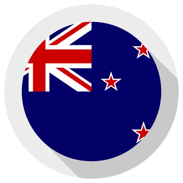 Bandera Nueva Zelanda Icono Forma Redonda Sobre Fondo Blanco Ilustración — Vector de stock