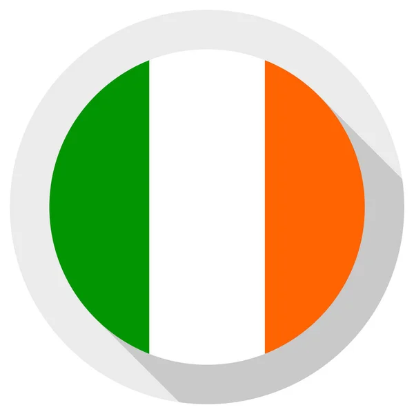 Bandeira Irlanda Ícone Forma Redonda Fundo Branco Ilustração Vetorial — Vetor de Stock