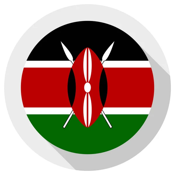 Drapeau Kenya Icône Forme Ronde Sur Fond Blanc Illustration Vectorielle — Image vectorielle