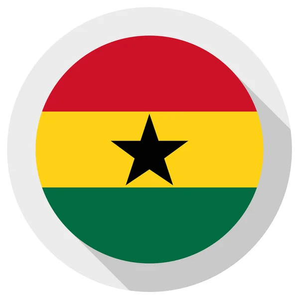 Vlag Van Ghana Ronde Vorm Pictogram Witte Achtergrond Vector Illustratie — Stockvector