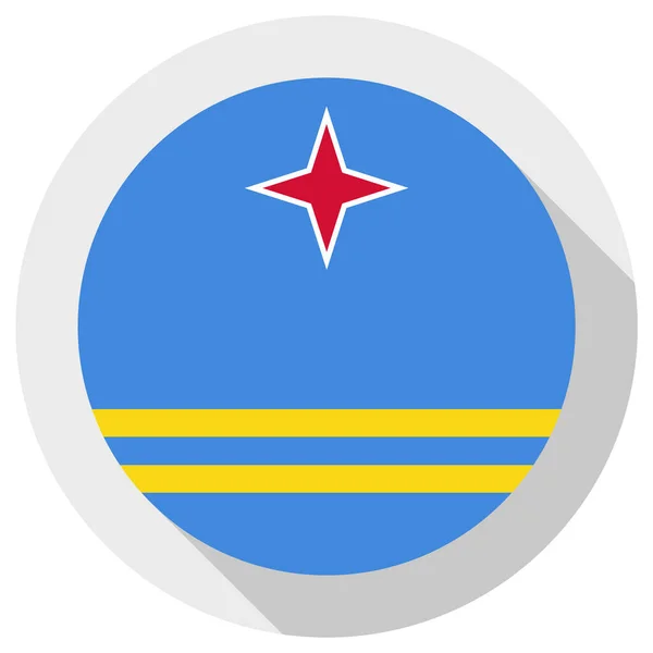 Flagga Aruba Rund Form Ikon Vit Bakgrund Vektor Illustration — Stock vektor