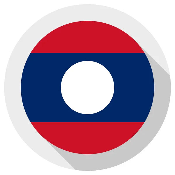 Flagga Laos Rund Form Ikon Vit Bakgrund Vektor Illustration — Stock vektor