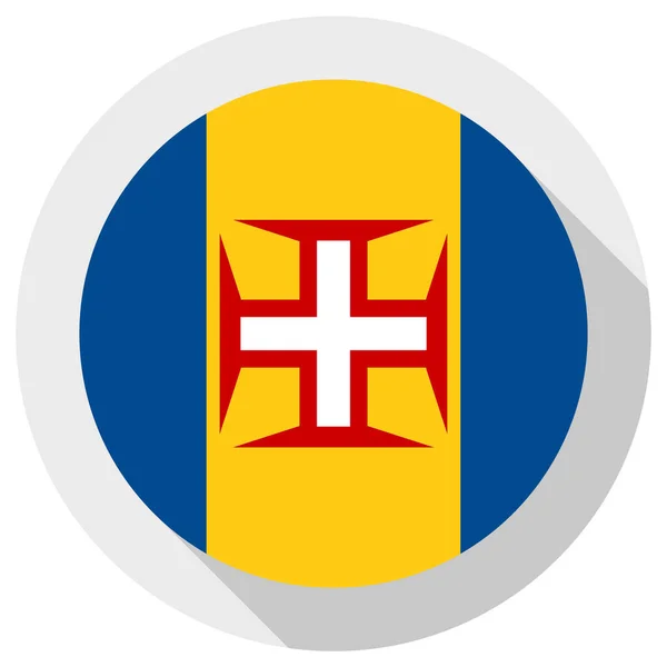 Flagge Von Madeira Rundes Formsymbol Auf Weißem Hintergrund Vektorillustration — Stockvektor