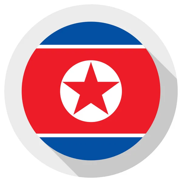 Σημαία Βόρειας Κορέας Στρογγυλό Σχήμα Εικονίδιο Λευκό Φόντο Διανυσματική Απεικόνιση — Διανυσματικό Αρχείο