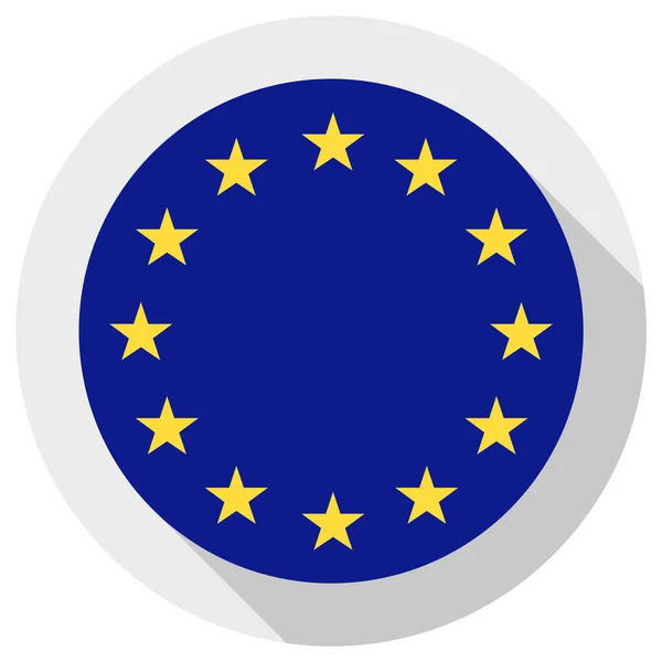Avrupa Birliği Bayrağı Beyaz Arkaplanda Yuvarlak Şekil Simgesi Vektör Illüstrasyonu — Stok Vektör