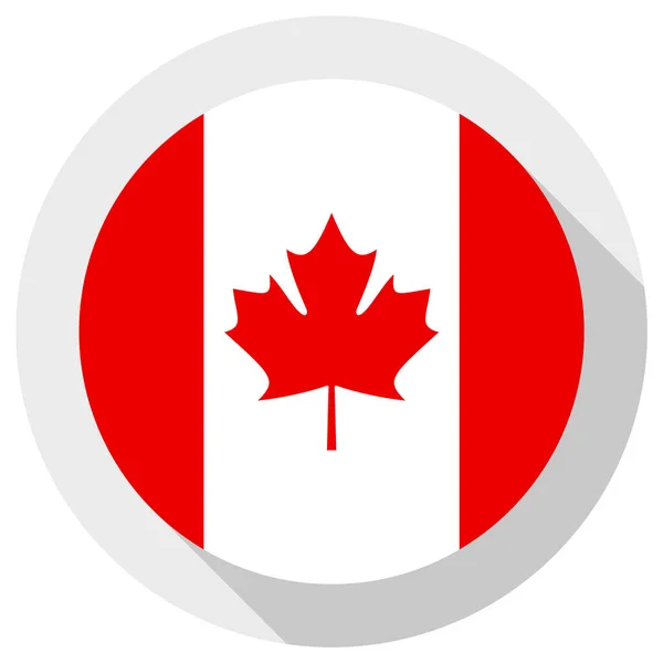 Bandeira Canadá Ícone Forma Redonda Fundo Branco Ilustração Vetorial —  Vetores de Stock