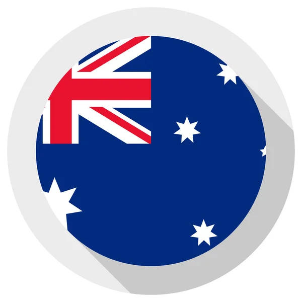 Flagge Von Australien Rundes Formsymbol Auf Weißem Hintergrund Vektorillustration — Stockvektor