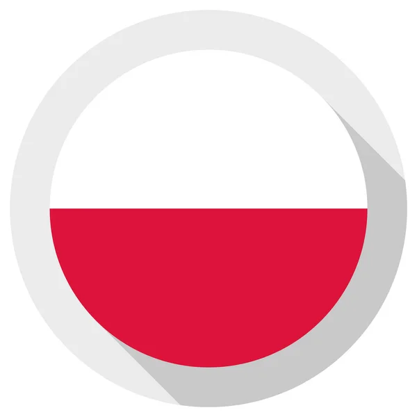 Vlag Van Polen Ronde Vorm Icoon Witte Achtergrond Vectorillustratie — Stockvector
