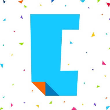 Renkli Yazı Tipi, renkli kağıttan kesilmiş C harfi eğimli açı, büyük harf