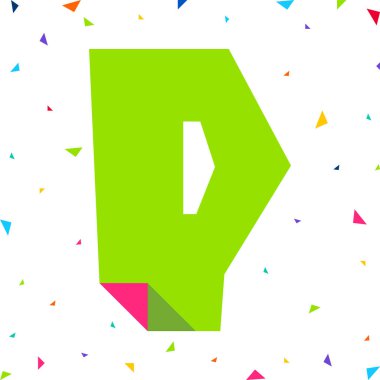 Renkli Yazı Tipi, kıvrık açılı renkli kağıttan kesilmiş harf, büyük harf