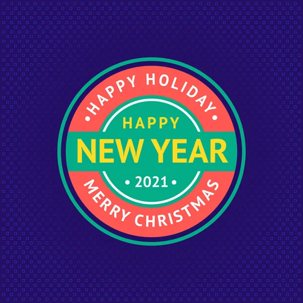 Feliz Año Nuevo Feliz Navidad Etiqueta Engomada Vector Ilustración 10Eps — Archivo Imágenes Vectoriales